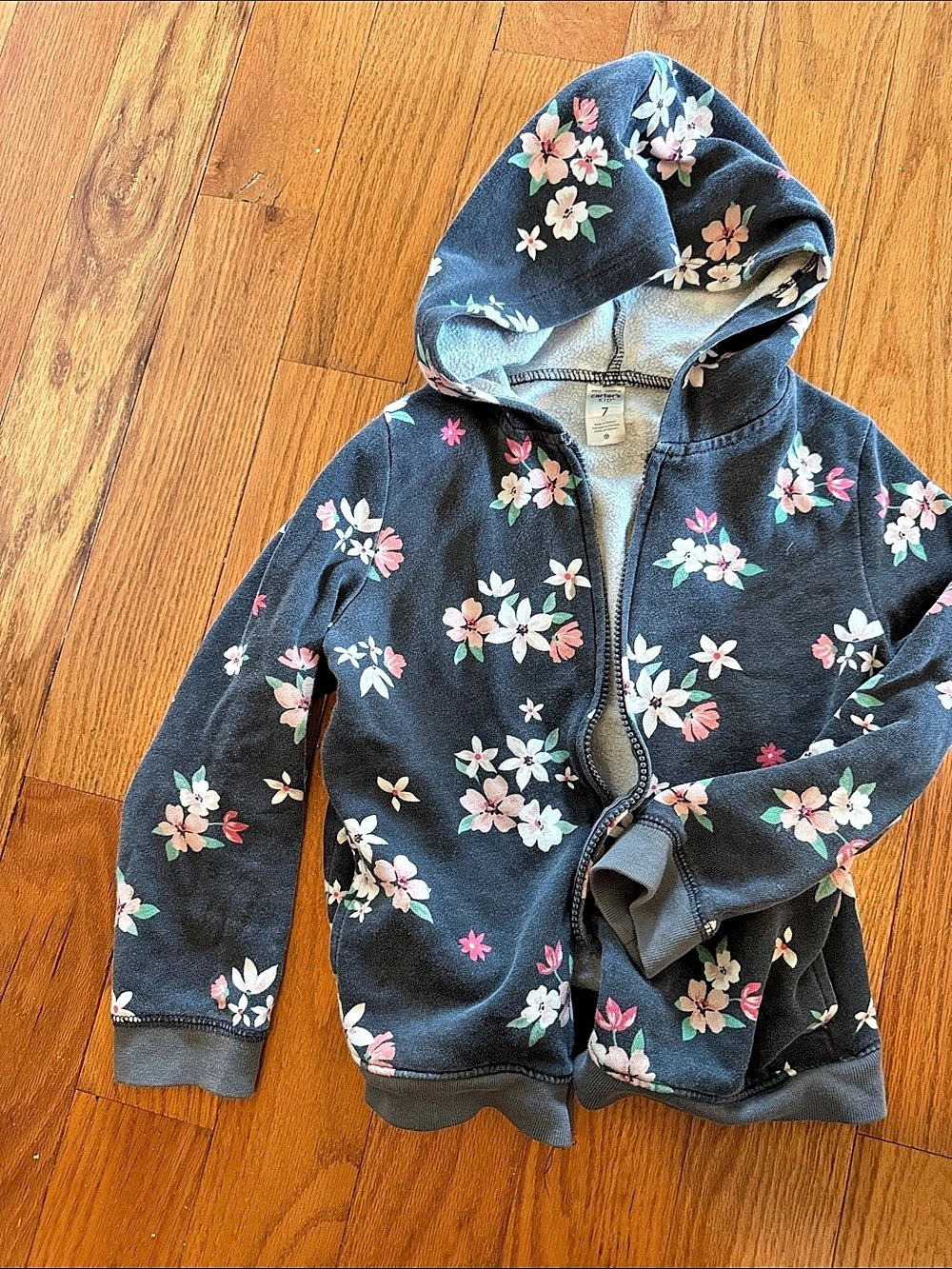 Carter's Girls Floral Hooded Jacket Blue & Pink Size 7